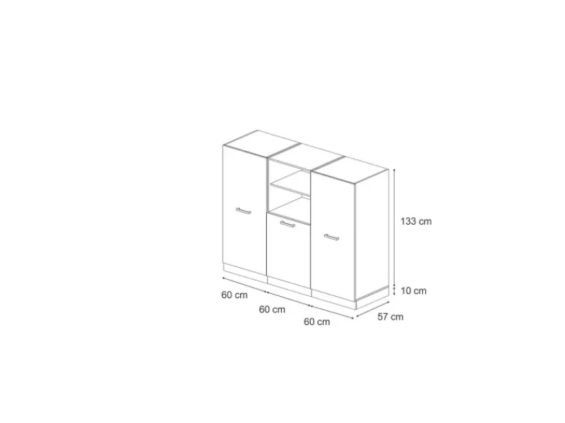 Clearance Vicco R-Line Küchenblock Hochglanz/ 180 cm ohne Arbeitsplatte ohne E-Geräte Anthrazit