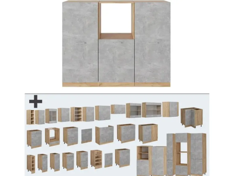 Zubehör Für Küchenarmatur|Herde<Vicco R-Line Küchenblock /Goldkraft Eiche 180 cm ohne Arbeitsplatte ohne E-Geräte