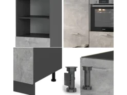 Sale Vicco R-Line Küchenblock /Anthrazit 180 cm ohne Arbeitsplatte ohne E-Geräte Beton