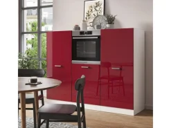 Vicco R-Line Küchenblock Bordeaux Hochglanz/Weiß 180 cm ohne Arbeitsplatte ohne E-Geräte< Einbauküchen