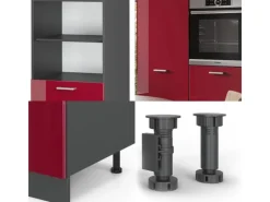 Herde|Kühlschränke<Vicco R-Line Küchenblock Bordeaux Hochglanz/Anthrazit 180 cm ohne Arbeitsplatte ohne E-Geräte