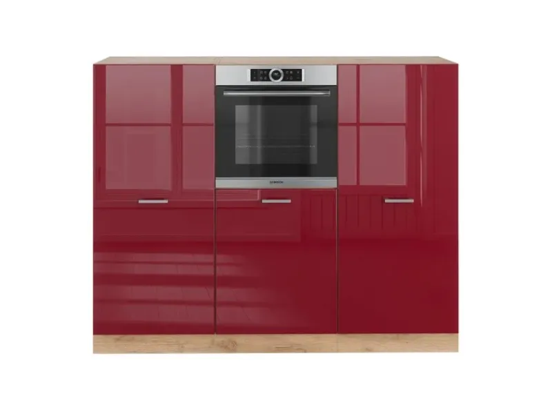 Vicco R-Line Küchenblock Bordeaux Hochglanz/Goldkraft Eiche 180 cm ohne Arbeitsplatte ohne E-Geräte< Einbauküchen