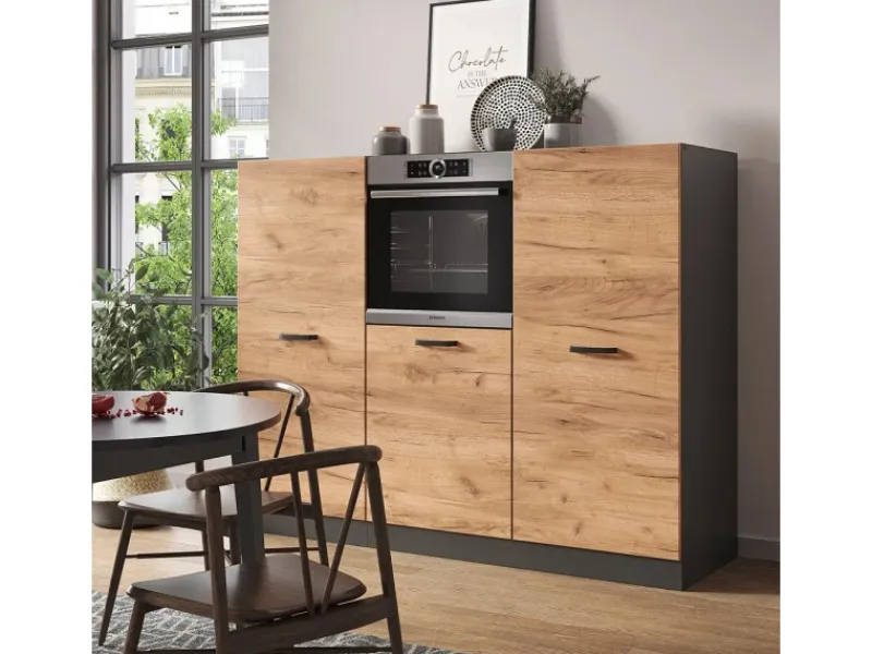 Vicco R-Line Küchenblock Goldkraft Eiche/Anthrazit 180 cm ohne Arbeitsplatte ohne E-Geräte< Einbauküchen