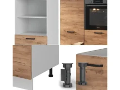 Discount Vicco R-Line Küchenblock Goldkraft /Weiß 180 cm ohne Arbeitsplatte ohne E-Geräte Eiche