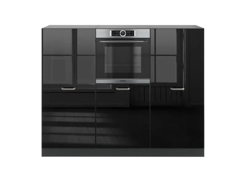 Outlet Vicco R-Line Küchenblock /Anthrazit 180 cm ohne Arbeitsplatte ohne E-Geräte Schwarz Hochglanz