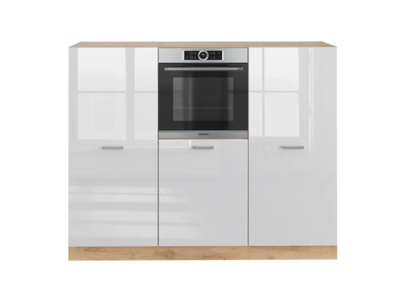 Einbauküchen<Vicco R-Line Küchenblock Weiß Hochglanz/Goldkraft Eiche 180 cm ohne Arbeitsplatte ohne E-Geräte