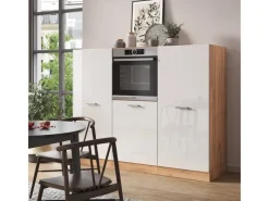 Einbauküchen<Vicco R-Line Küchenblock Weiß Hochglanz/Goldkraft Eiche 180 cm ohne Arbeitsplatte ohne E-Geräte