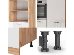 Einbauküchen<Vicco R-Line Küchenblock Weiß Hochglanz/Goldkraft Eiche 180 cm ohne Arbeitsplatte ohne E-Geräte