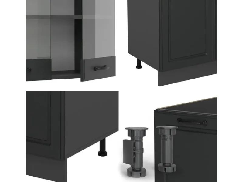 Vicco R-Line Küchenzeile Landhaus/ 300 cm mit Hochschrankohne Arbeitsplatte ohne E-Geräte< Einbauküchen