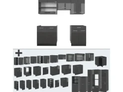 Clearance Vicco R-Line Küchenzeile Hochglanz/ 200 cm ohne Arbeitsplatte ohne E-Geräte Anthrazit