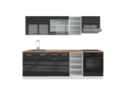 Vicco R-Line Küchenzeile /Weiß 240 cm AP Eiche ohne E-Geräte< Einbauküchen