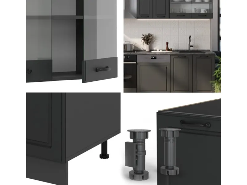 Vicco R-Line Küchenzeile Landhaus/ 300 cm AP ohne E-Geräte< Einbauküchen