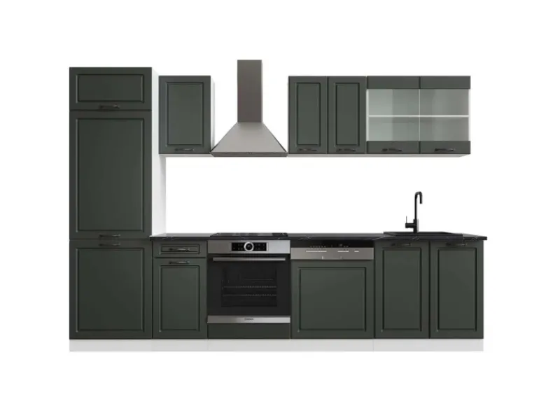 Vicco R-Line Küchenzeile Anthrazit Landhaus/Weiß 300 cm AP Anthrazit ohne E-Geräte< Einbauküchen