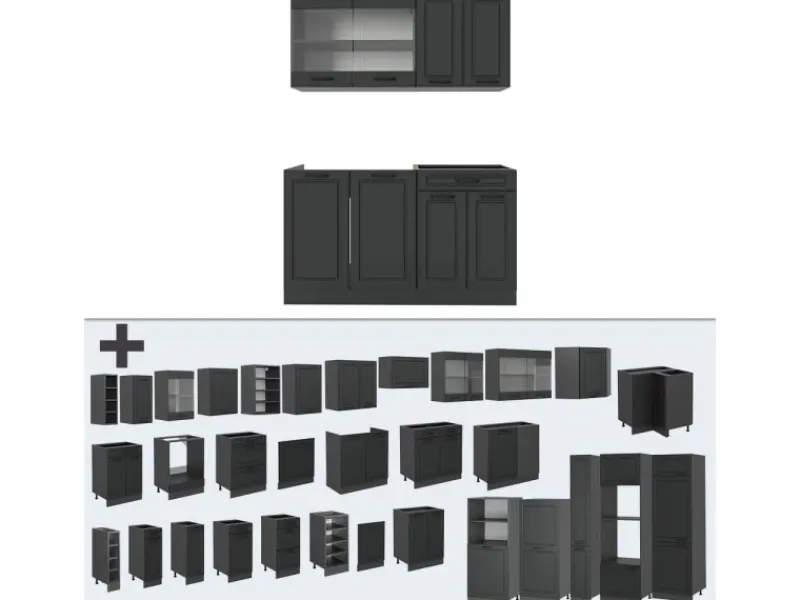 Single-Küchen<Vicco R-Line Küchenzeile Landhaus/ 140 cm AP Eiche ohne E-Geräte
