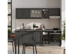Einbauküchen<Vicco R-Line Küchenzeile Landhaus/ 240 cm AP Marmor ohne E-Geräte