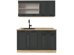 Single-Küchen<Vicco R-Line Küchenzeile Anthrazit Landhaus/Goldkraft Eiche 140 cm AP Eiche ohne E-Geräte