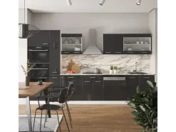 Vicco R-Line Küchenzeile /Weiß 350 cm mit Hochschrankohne Arbeitsplatte ohne E-Geräte< Küchenschränke