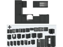 Vicco R-Line Küchenzeile Landhaus/ 300 cm AP Marmor ohne E-Geräte< Einbauküchen