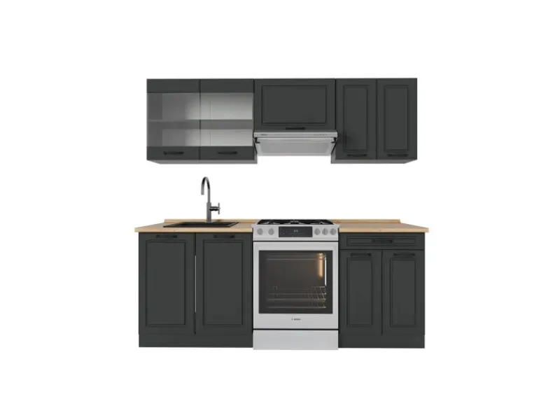 Einbauküchen<Vicco R-Line Küchenzeile Landhaus/ 200 cm ohne Arbeitsplatte ohne E-Geräte