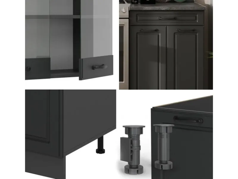 Einbauküchen<Vicco R-Line Küchenzeile Landhaus/ 200 cm ohne Arbeitsplatte ohne E-Geräte