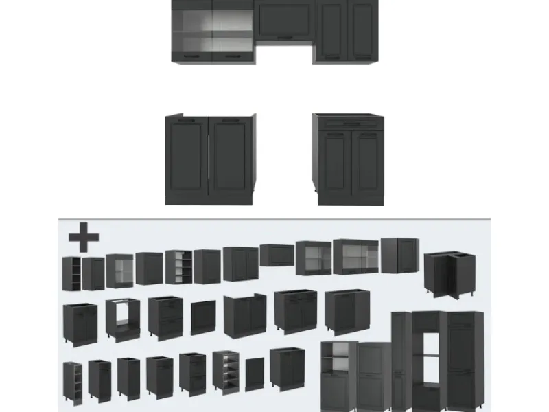 Einbauküchen<Vicco R-Line Küchenzeile Landhaus/ 200 cm ohne Arbeitsplatte ohne E-Geräte