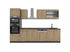 Vicco R-Line Küchenzeile Artisan Eiche/Anthrazit 300 cm mit Hochschrankohne Arbeitsplatte ohne E-Geräte< Küchenschränke
