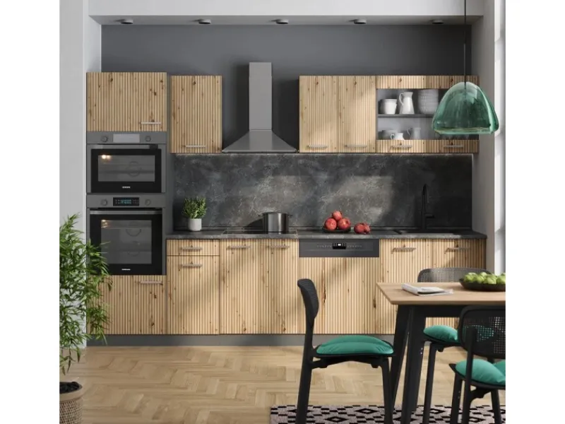 Vicco R-Line Küchenzeile Artisan Eiche/Anthrazit 300 cm mit Hochschrankohne Arbeitsplatte ohne E-Geräte< Küchenschränke