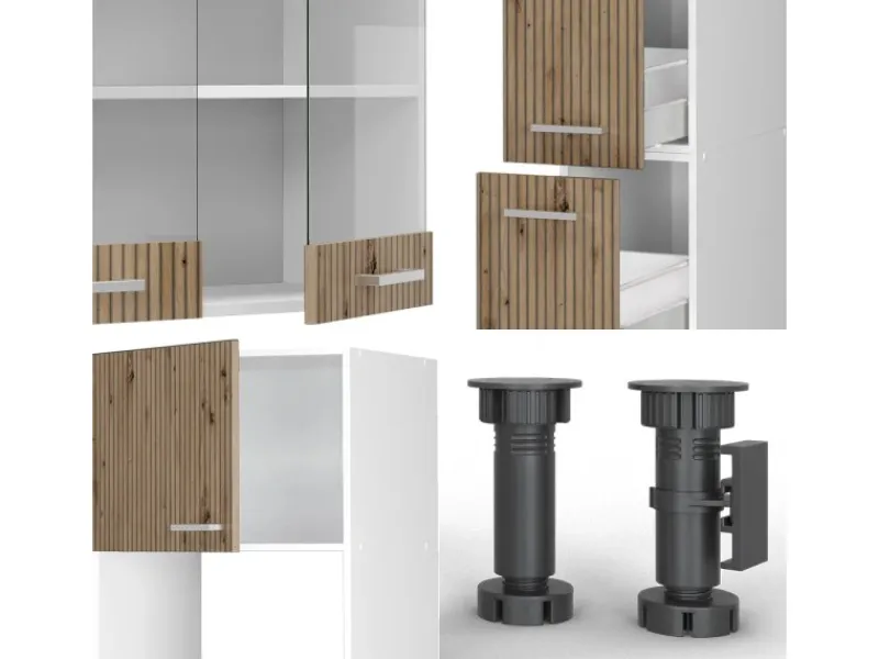 Pantryküchen<Vicco R-Line Küchenzeile /Weiß 350 cm mit Hochschrankohne Arbeitsplatte ohne E-Geräte