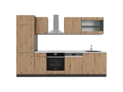 Vicco R-Line Küchenzeile Artisan Eiche/Anthrazit 300 cm AP Marmor ohne E-Geräte< Kochfelder|Kühlschränke
