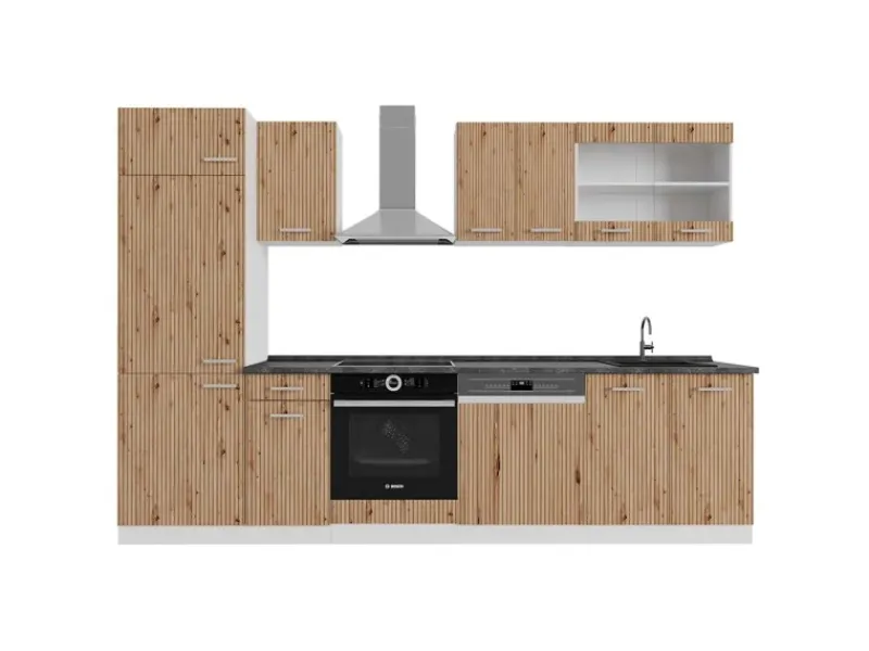 Vicco R-Line Küchenzeile /Weiß 300 cm AP Anthrazit ohne E-Geräte< Einbauküchen