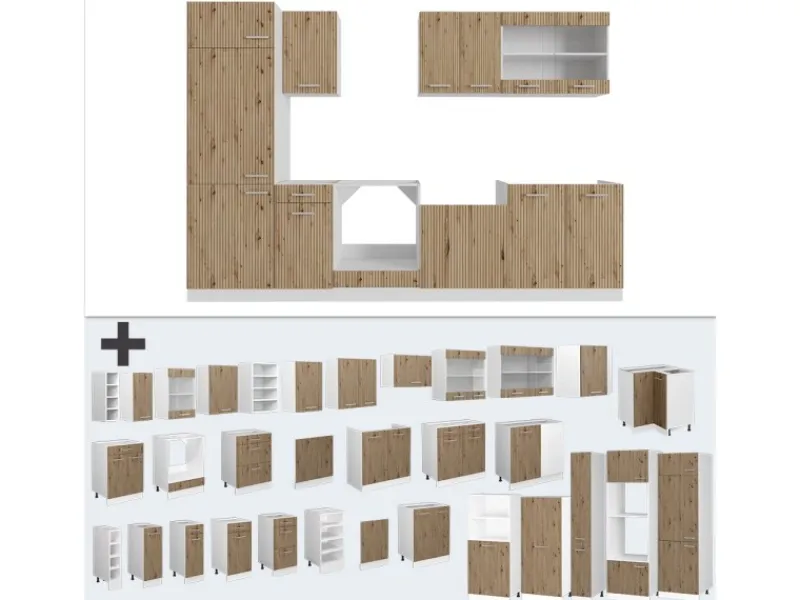 Vicco R-Line Küchenzeile /Weiß 300 cm AP Anthrazit ohne E-Geräte< Einbauküchen