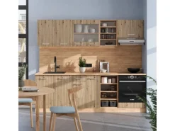 Vicco R-Line Küchenzeile Artisan-Eiche/Goldkraft Eiche 240 cm ohne Arbeitsplatte ohne E-Geräte< Einbauküchen