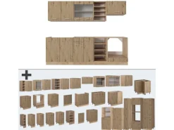 Vicco R-Line Küchenzeile Artisan-Eiche/Goldkraft Eiche 240 cm ohne Arbeitsplatte ohne E-Geräte< Einbauküchen