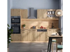 Vicco R-Line Küchenzeile Artisan-Eiche/Goldkraft Eiche 300 cm mit HochschrankAP Marmor ohne E-Geräte< Küchenschränke|Einbauküchen