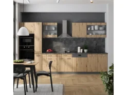 Vicco R-Line Küchenzeile Artisan Eiche/Anthrazit 350 cm mit Hochschrankohne Arbeitsplatte ohne E-Geräte Eiche Hell