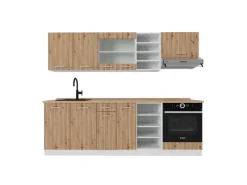 Einbauküchen<Vicco R-Line Küchenzeile /Weiß 240 cm AP Eiche ohne E-Geräte