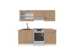 Online Vicco R-Line Küchenzeile /Weiß 200 cm AP Eiche ohne E-Geräte Artisan Eiche