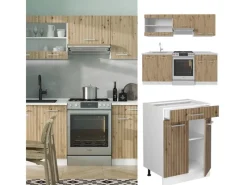 Online Vicco R-Line Küchenzeile /Weiß 200 cm AP Eiche ohne E-Geräte Artisan Eiche