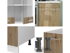 Online Vicco R-Line Küchenzeile /Weiß 200 cm AP Eiche ohne E-Geräte Artisan Eiche