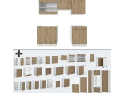 Online Vicco R-Line Küchenzeile /Weiß 200 cm AP Eiche ohne E-Geräte Artisan Eiche