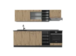 Einbauküchen<Vicco R-Line Küchenzeile Artisan Eiche/Anthrazit 240 cm AP Anthrazit ohne E-Geräte
