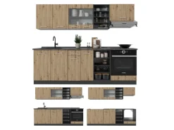Einbauküchen<Vicco R-Line Küchenzeile Artisan Eiche/Anthrazit 240 cm ohne Arbeitsplatte ohne E-Geräte