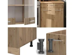 Einbauküchen<Vicco R-Line Küchenzeile Artisan-Eiche/Goldkraft Eiche 200 cm ohne Arbeitsplatte ohne E-Geräte