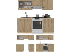 Einbauküchen<Vicco R-Line Küchenzeile Artisan-Eiche/Goldkraft Eiche 200 cm ohne Arbeitsplatte ohne E-Geräte