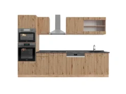 Vicco R-Line Küchenzeile Artisan-Eiche/Goldkraft Eiche 300 cm mit HochschrankAP Anthrazit ohne E-Geräte< Pantryküchen|Einbauküchen