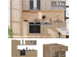 Clearance Vicco R-Line Küchenzeile Artisan-Eiche/Goldkraft Eiche 300 cm AP Eiche ohne E-Geräte Artisan Eiche