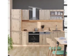 Clearance Vicco R-Line Küchenzeile Artisan-Eiche/Goldkraft Eiche 300 cm AP Eiche ohne E-Geräte Artisan Eiche