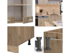 Clearance Vicco R-Line Küchenzeile Artisan-Eiche/Goldkraft Eiche 300 cm AP Eiche ohne E-Geräte Artisan Eiche