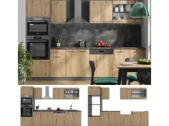 Vicco R-Line Küchenzeile Artisan Eiche/Anthrazit 300 cm mit HochschrankAP Eiche ohne E-Geräte< Einbauküchen