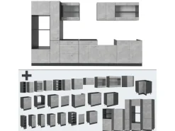 Clearance Vicco R-Line Küchenzeile /Anthrazit 350 cm ohne Arbeitsplatte ohne E-Geräte Beton